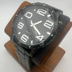 Men’s Black Quartz Watch | Bold Numerals | Minimalist Dial